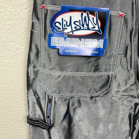 Vintage Deadstock Slim Shady Eminem 90s Baggy Wide Leg Carpenter Jeans Silver 34 - Picture 15 of 16